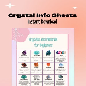 Printable Crystal Guide, Crystal Meanings and Chakras, Crystal Printable for Beginners, PDF Digital Download Print