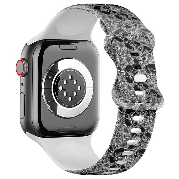 All Series Apple Watch Band Black White Tattoo Skull Icon