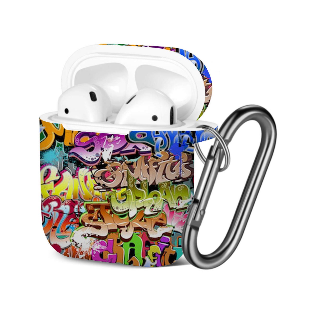 over print This is POP ART AirPods ケース Airpods Case ( 1st / 2nd Gen ), Colorful Graffiti Funky Print