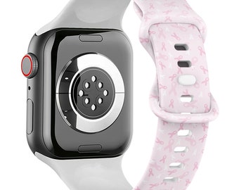 All Series - Apple Watch Band ( Breast Cancer Awareness Pink Ribbon Print Pattern ) Silicone Soft Sports Watch Band Strap Bracelet