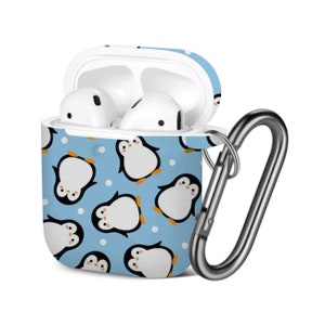 Etui na AirPods (1. / 2. generacji), uroczy wzór z kreskówkowym pingwinem, ochronne etui z TPU z brelokiem.