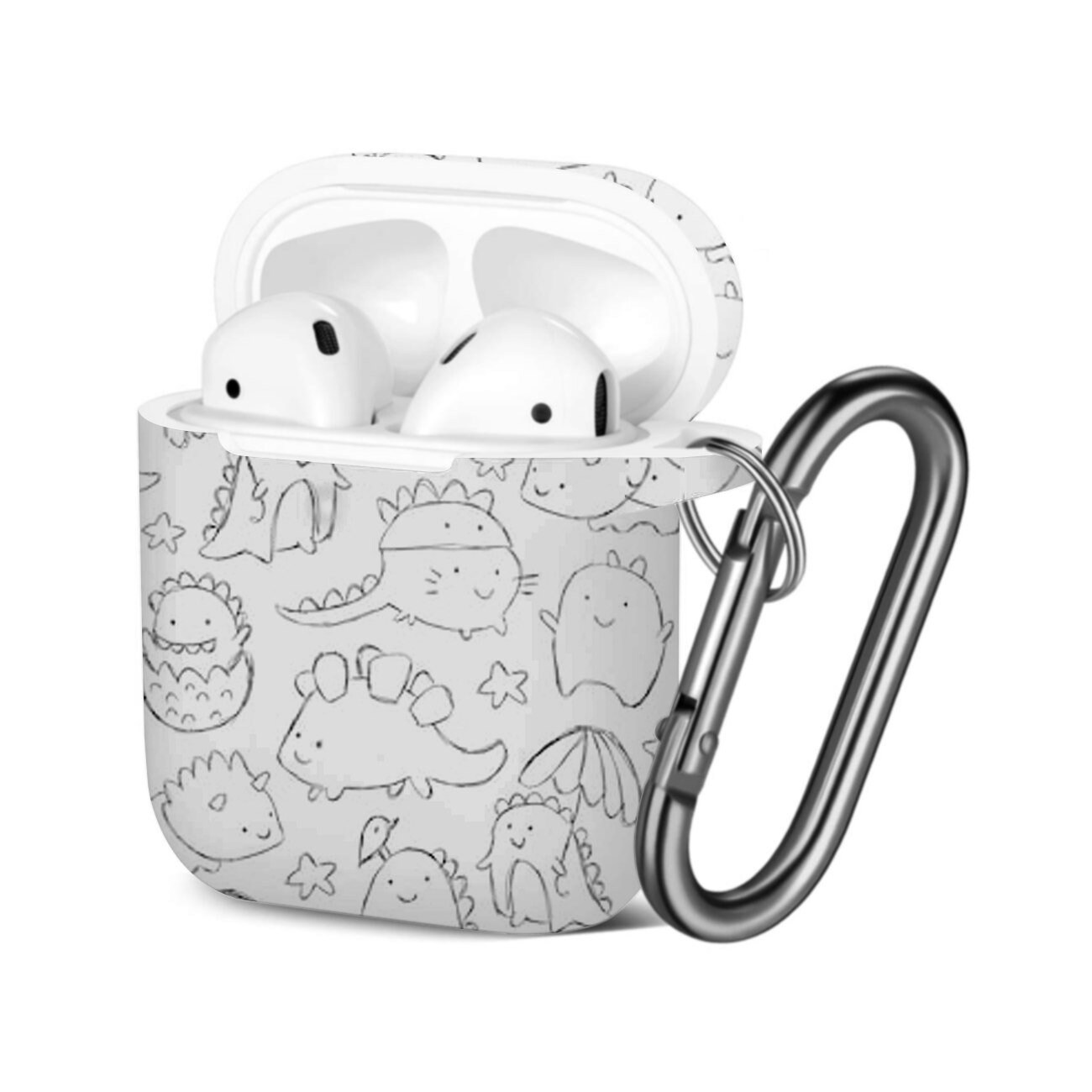 Airpods Case ( 1st / 2nd Gen ), Cute Doodle Baby Dinosaurs Print