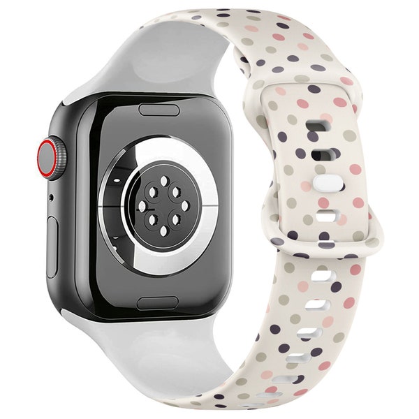All Series - Apple Watch Band ( Polka Dot Beige Icon Print Pattern ) Silicone Soft Sports Watch Band Strap Bracelet