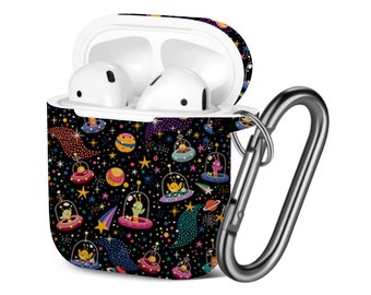 Airpods Case ( 1st / 2nd Gen ), Cute Aliens Galaxy Print Pattern