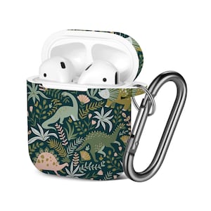 Airpods Case (1st 2nd Gen), Cute Dinosaurs Leaves Pattern, TPU