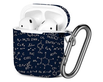 Boîtier AirPods (1ère / 2ème génération), motif d’impression chimique, couvercle de protection TPU avec porte-clés.