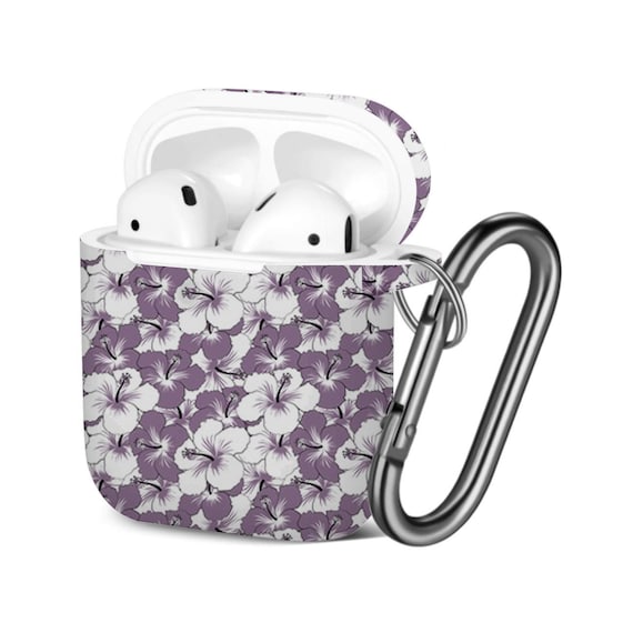 Airpods Case 1st 2nd Gen ), Hibiscus Flowers Buds Retro Print