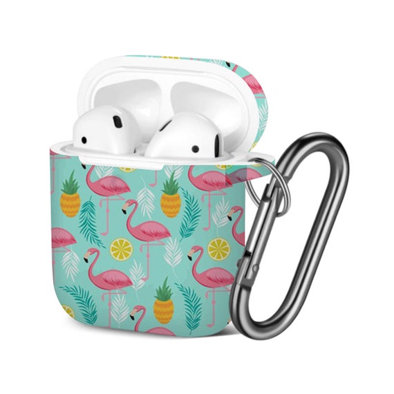 Airpods Case 1st 2nd Gen ), Pink Flamingo Pineapples Exotic