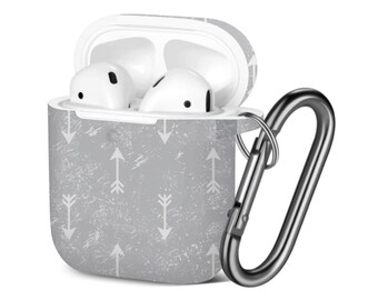 AirPods Case ( 1st / 2nd Gen ), Arrows Grunge Aztec Print Pattern, TPU Protection Cover with Keychain.