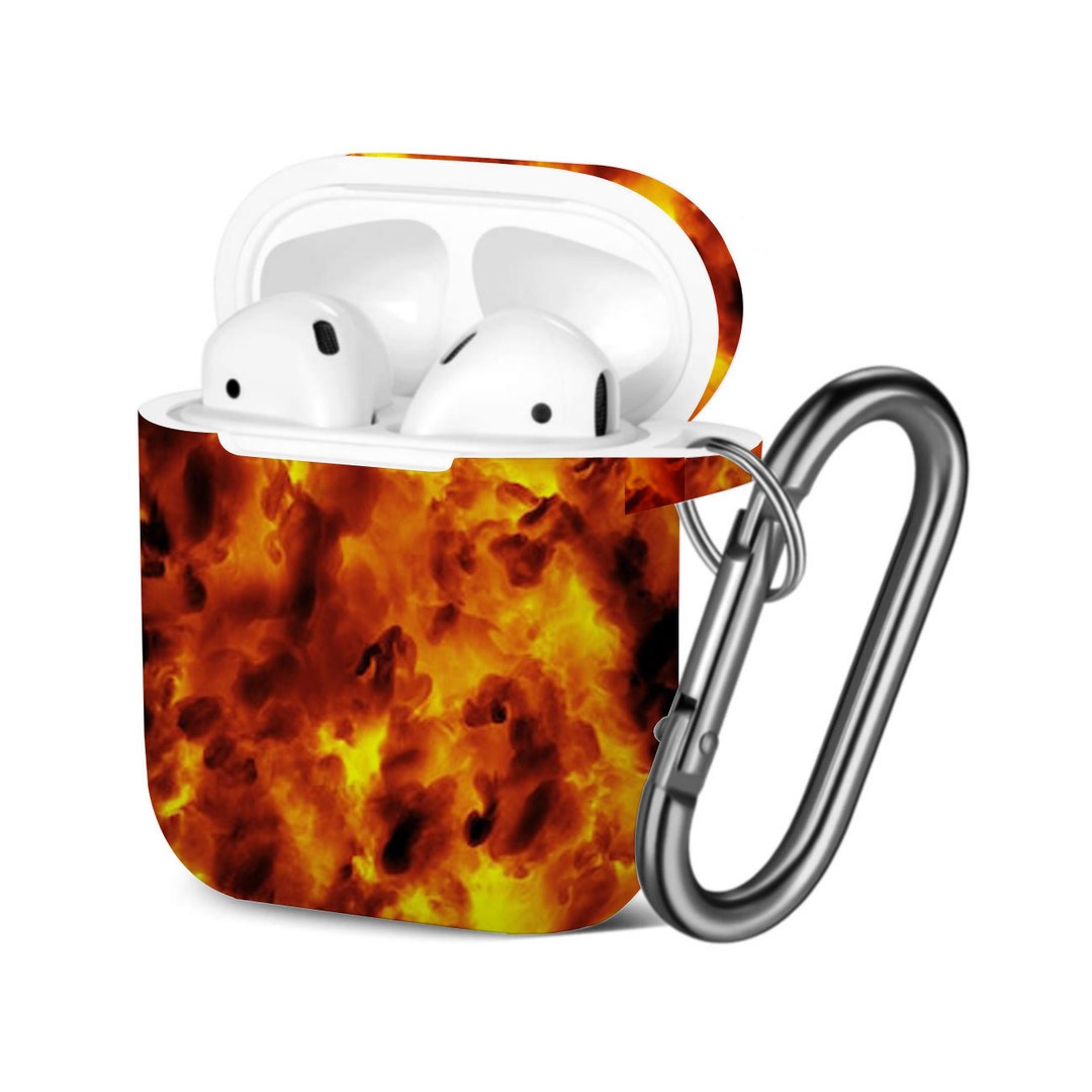 Airpods Case ( 1st / 2nd Gen ), Fire Flame Print Pattern, TPU