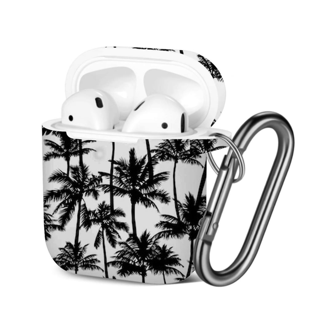 Airpods Case (1st / 2nd Gen), Black Palm Trees Isolated Pattern, TPU ...