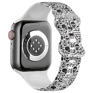 All Series - Apple Watch Band ( Monochrome Human Skeleton Pattern ) Silicone Soft Sports Watch Band Strap Bracelet