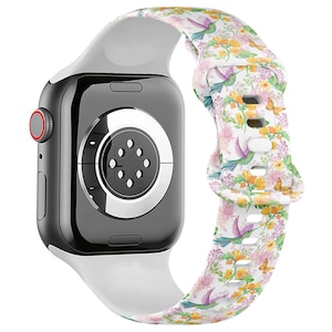 Toutes les séries - Bracelet de montre pour Apple (motif floral oiseau colibri) Bracelet de montre de sport en silicone souple