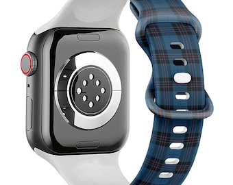 All Series - Apple Watch Band ( Blue Black Tartan Plaid Scottish Print Pattern ) Silicone Soft Sports Watch Band Strap Bracelet