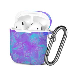 AirPods Case ( 1st / 2nd Gen ), Tie Dye Textile Imitation Print Pattern, TPU Protection Cover with Keychain.