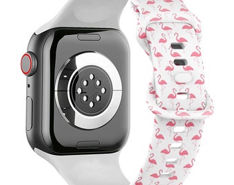 All Series - Apple Watch Band ( Cute Flamingo Bird Retro Icon Print Pattern ) Silicone Soft Sports Watch Band Strap Bracelet
