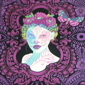 Violet De La Luna, motif « Possessed » CAMEO 100 % coton matelassé, Tula Pink - 3 faces disponibles en 2 coupes