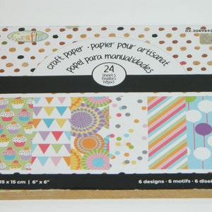 24 feuilles de papier cartonné pour scrapbooking avec 6 motifs 6 x 6 po