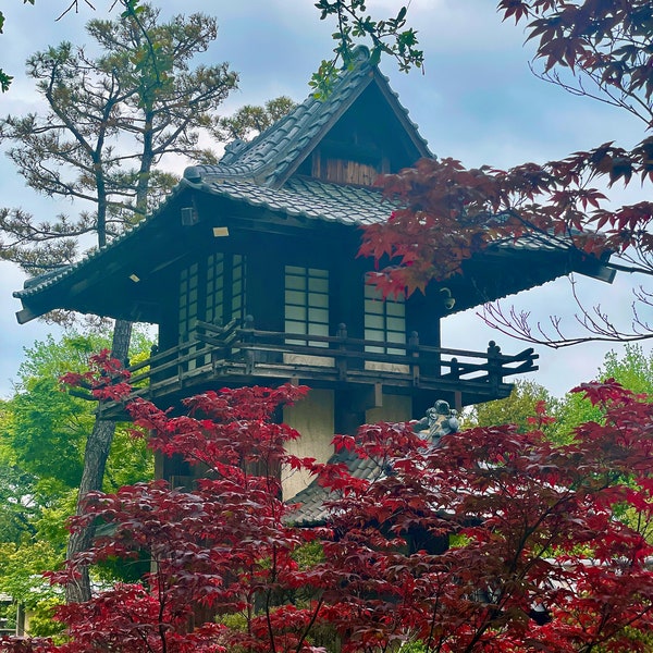 Japanese House in a Garden Digital Download Photo Print Wallpaper Background