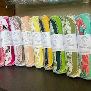 Toalhas de papel reutilizáveis: conjuntos de design de 6, 12 ou 24 / 10"x10" ou 10"x12"