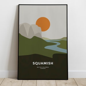 Squamish British Columbia British Columbia Canada Poster Print Minimalist Mid-century Abstract Wall Art