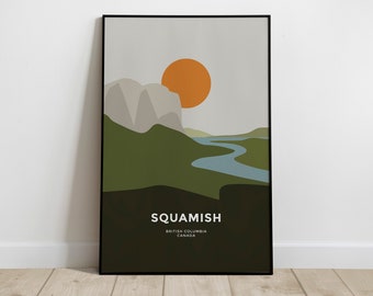 Squamish British Columbia British Columbia Canada Poster Print Minimalist Mid-century Abstract Wall Art