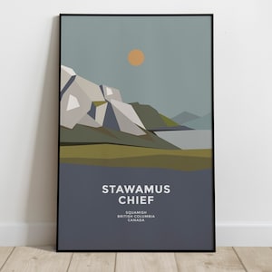 Stawamus Chief Squamish British Columbia Canada Poster Print Minimalist Mid-century Abstract Wall Art
