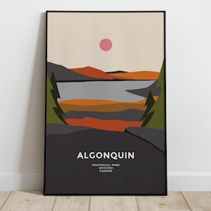 Algonquin Provincial Park Ontario Canada Poster Print Minimalist Mid-century Abstract Wall Art