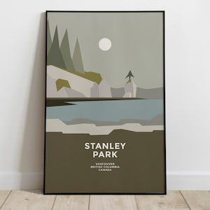 Stanley Park Vancouver British Columbia Canada Poster Print Minimalist Mid-century Abstract Wall Art