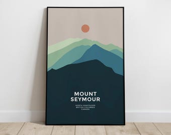 Mount Seymour Mountain North Vancouver British Columbia Canada Poster Print Minimalist Mid-century Abstract Wall Art