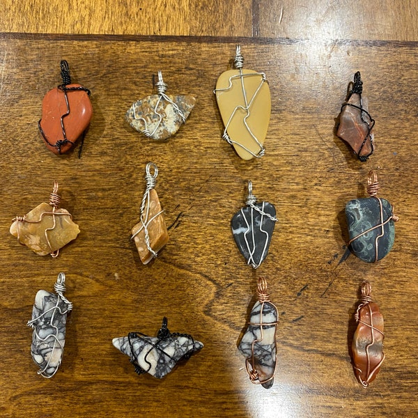 Wire Wrapped Jasper, Breccia, and AZ Petrified Wood