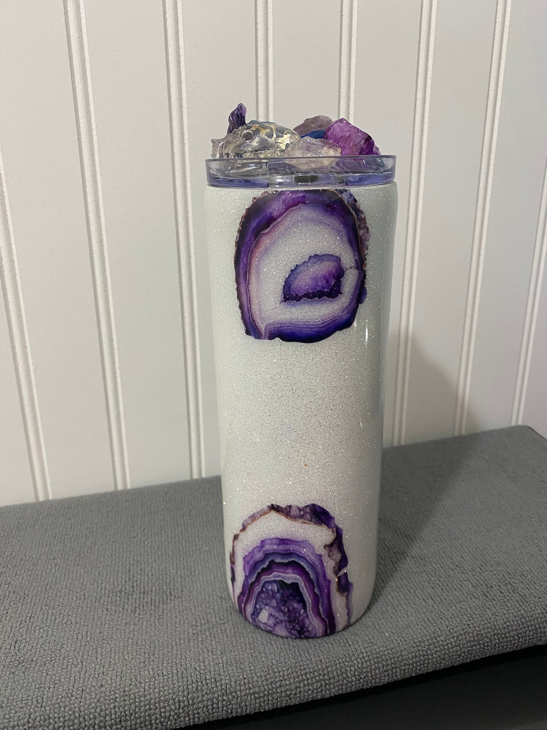 20 Oz Geode Epoxy Tumbler With Speciality Gem Lid Etsy