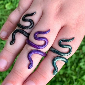 Cool Black OR Green OR Purple Snake Ring / Cool Adjustable Ring / Concert Tour Jewelry / Statement Piece