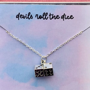 Dice Charms Necklace // Silver Chain // Devils Roll the Dice // Cute Gift for Lover