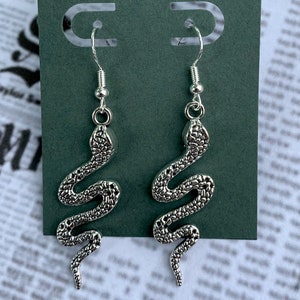 Cool Delicate Snake Earrings // Dangle Earrings / Hypoallergenic & Nickel-free 925 Sterling Silver Earring Hooks // Concert Jewelry image 1