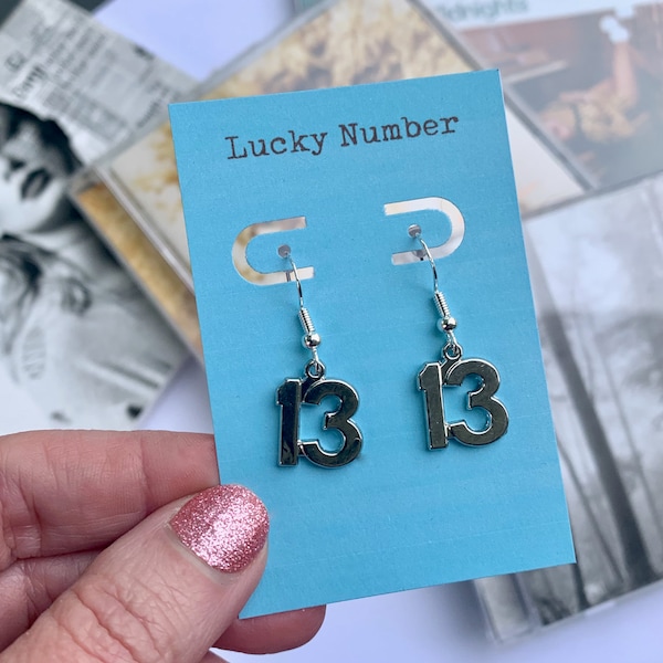 Lucky Number 13 Earrings / 925 Hypoallergenic Sterling Silver Hook Earrings / Concert Jewelry / Tour Earrings / Gift