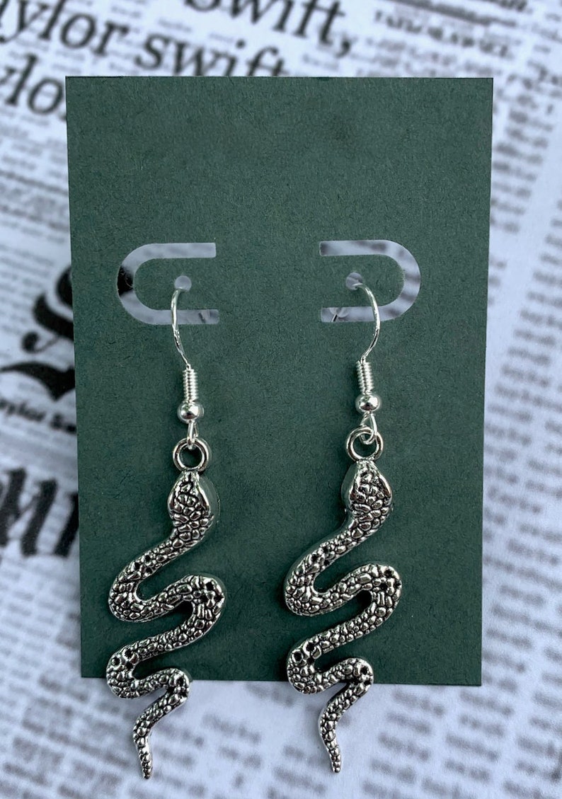 Cool Delicate Snake Earrings // Dangle Earrings / Hypoallergenic & Nickel-free 925 Sterling Silver Earring Hooks // Concert Jewelry image 1