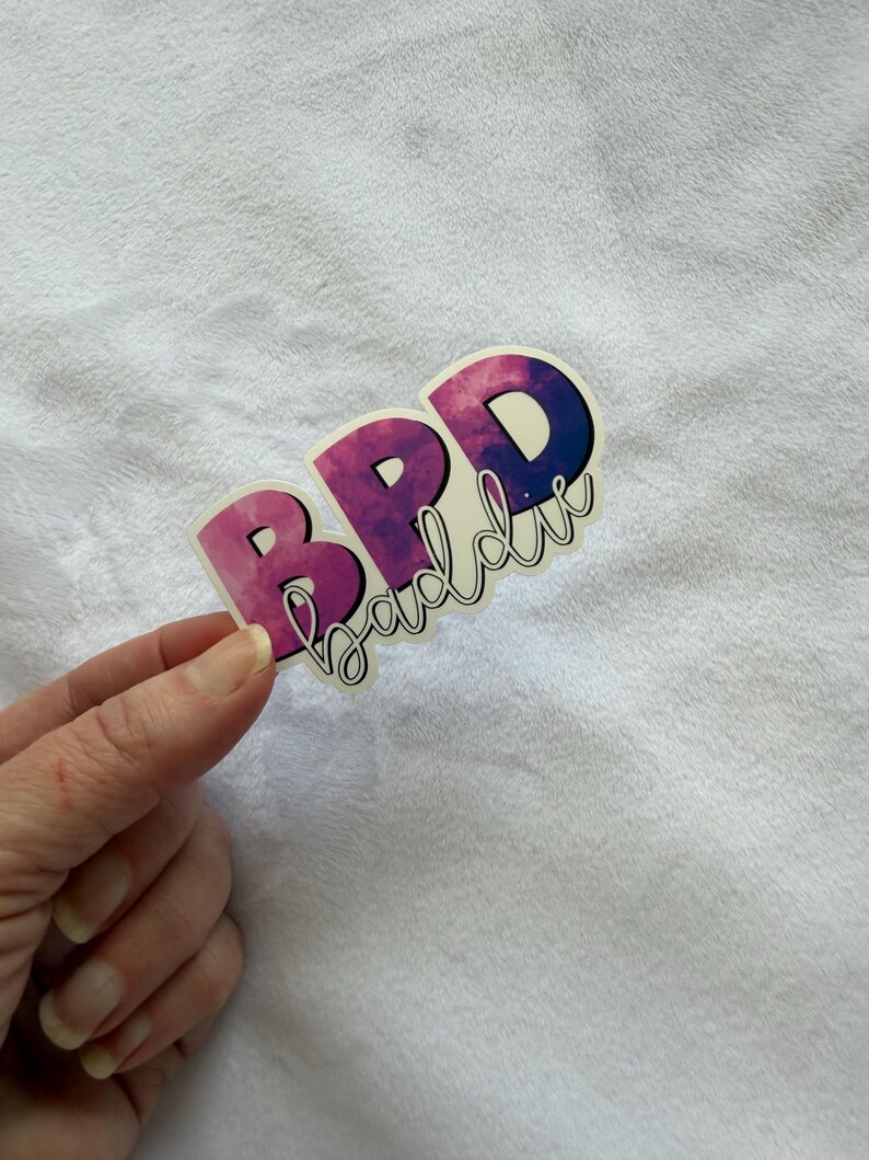 Purple Aesthetic BPD Baddie Sticker- Handmade Cute Mental Health Humor ...