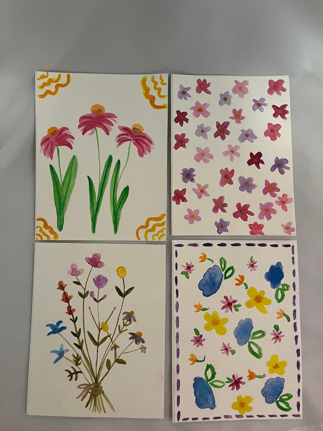 Flower Watercolor Cards, Hand Painted - Etsy