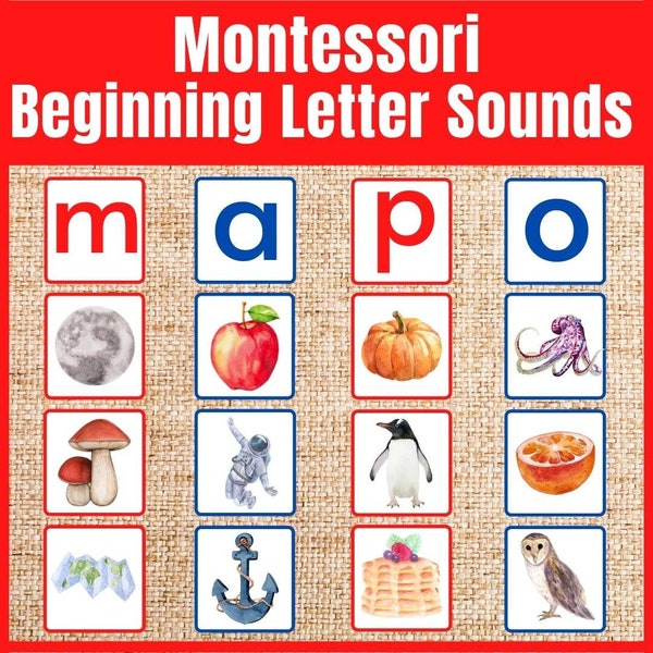 Montessori Phonics Matching Activity for Preschool | Beginning Letter Sounds Printable for Montessori Alphabet Box