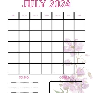Monthly Planner Template July to Dec 2024