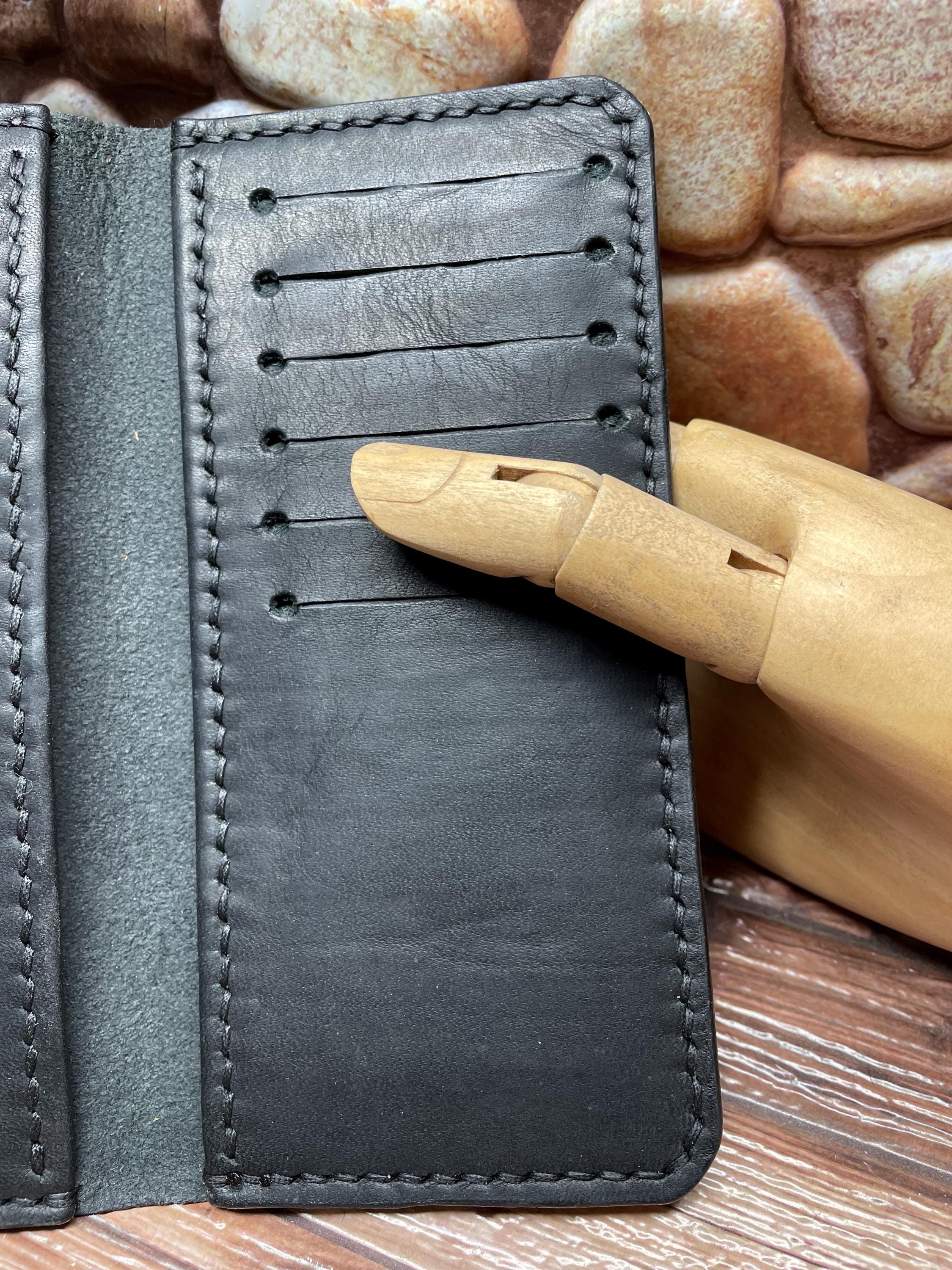 The Rover Ii Wallet Roper Wallet “ the Roper” Handmade Black Horween Derby, Black Thread ...