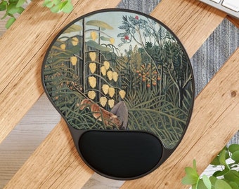 Tropical Forest Wrist Rest Mousepad, Ergonomic Mouse Pad, Henri Rousseau Art