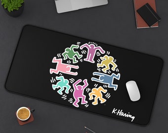 Alfombrilla de ratón inspirada en Keith Haring: alfombrilla de escritorio con figuras danzantes