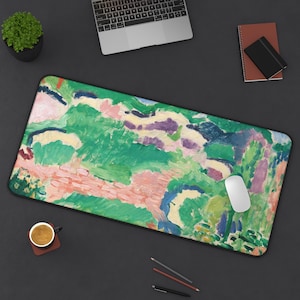 Matisse Print Large Mousepad, Les Genest Landscape Large Desk Mat, xl Mouse Pad, Trendy Workspace