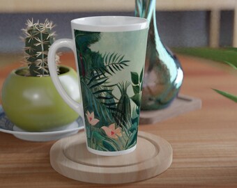 Henri Rousseau Latte Cup, Equatorial Jungle Big Tea Mug, Large Coffee Mugs, Trendy Workspace | 16 Oz