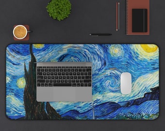 Van Gogh Print, Starry Night Extended Mouse Pad, xxl mousepad, Gaming Mousepad