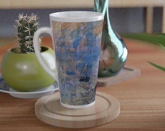 Claude Monet Latte Coffee Cup, Impression Sunrise Large Tea Mug, 16 Oz Tea Mug, Trendy Workspace | 16oz. | 16oz.