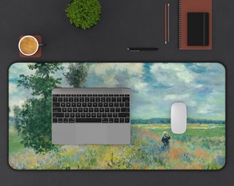Claude Monet Print, The Poppy Field Extended Mouse Pad, Extra Large Desk Mat, Big mousepad