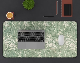 William Morris, Green Desk Mat, Tulips Large Mousepad, Desk Mat Aesthetic, Accessory Décor, Trendy Workspace, Work From Home